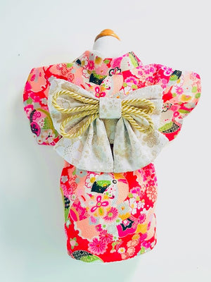 Pink Kimono with Gold Sakura Sash