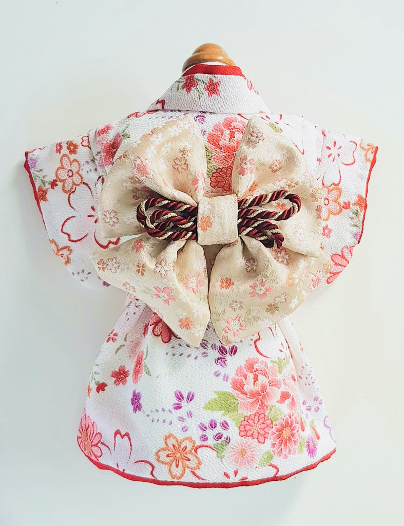 White Kimono with Pink Sakura Sash